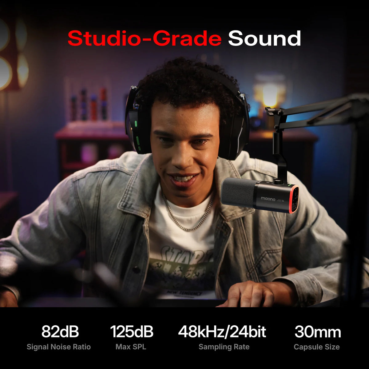 MAONO PD100W - Microphone Dynamique Sans Fil pour Streaming et Gaming