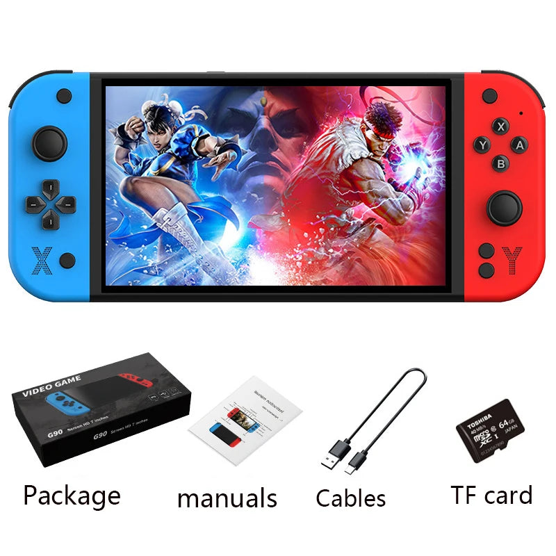 Console de jeu Portable G90, écran IPS HD de 7 pouces, Arcade de jeu rétro pour PSP/PS1 64 go, contrôleur de jeu TV, cadeau pour enfants