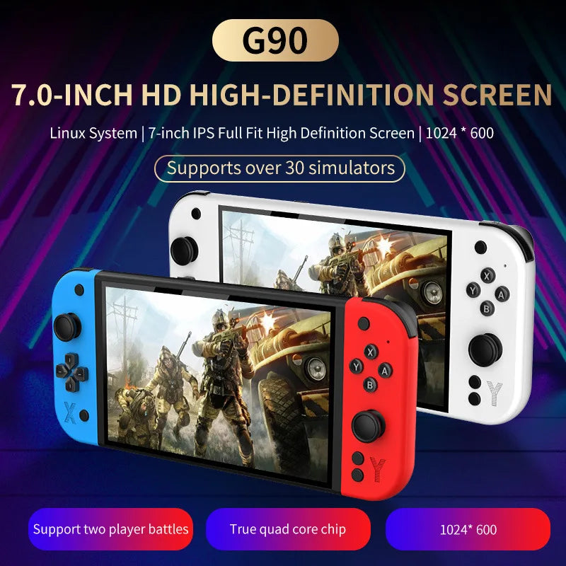 Console de jeu Portable G90, écran IPS HD de 7 pouces, Arcade de jeu rétro pour PSP/PS1 64 go, contrôleur de jeu TV, cadeau pour enfants