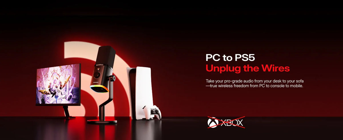 MAONO PD100W - Microphone Dynamique Sans Fil pour Streaming et Gaming