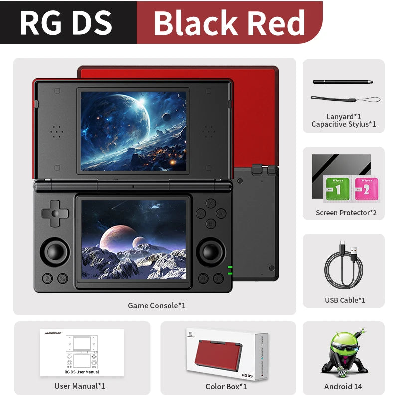 Console de jeu portable Anbernic RG DS, écran IPS double 4 pouces, Android, 4000 mAh, lecteur de jeux vidéo à écran rabattable, prend en charge le streaming Wifi RixelHK