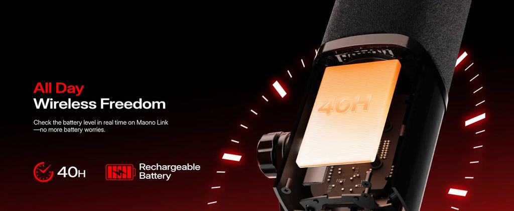 MAONO PD100W - Microphone Dynamique Sans Fil pour Streaming et Gaming