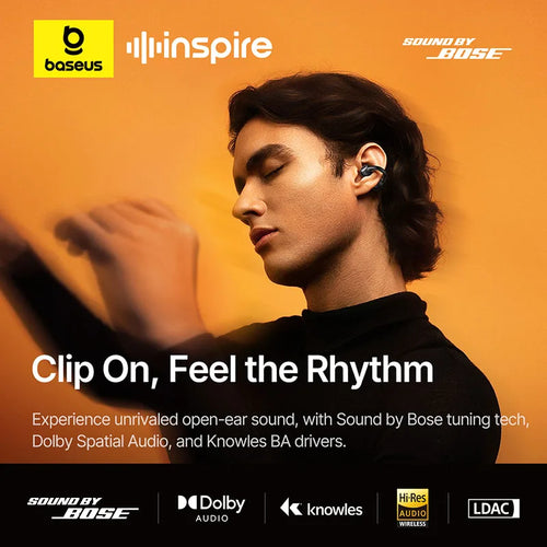 Baseus Inspire XC1 – Écouteurs Open-Ear Bluetooth 6.1, Son Bose, LDAC, 4 Micros, 40H, IP66