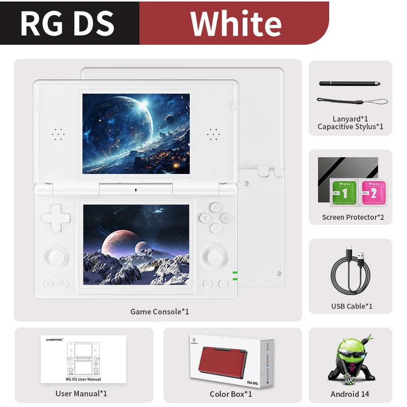 Console de jeu portable Anbernic RG DS, écran IPS double 4 pouces, Android, 4000 mAh, lecteur de jeux vidéo à écran rabattable, prend en charge le streaming Wifi RixelHK