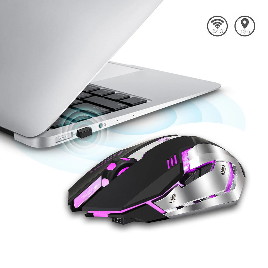HXSJ M10 – Souris Gaming Sans Fil 2400 DPI, Rétroéclairage 7 Couleurs, Ergonomique