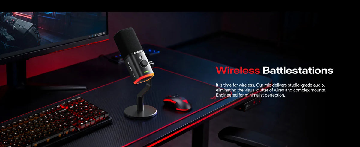 MAONO PD100W - Microphone Dynamique Sans Fil pour Streaming et Gaming
