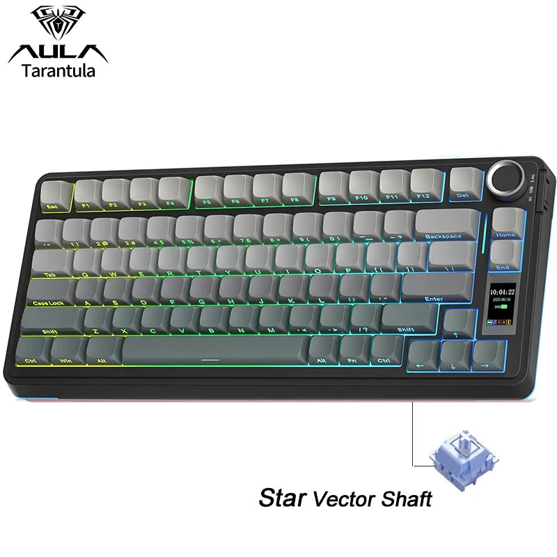 Clavier Gaming Mécanique AULA S75 Pro – 75%, Tri-Mode, Hot-Swap, RGB, Écran LCD, 4000 mAh