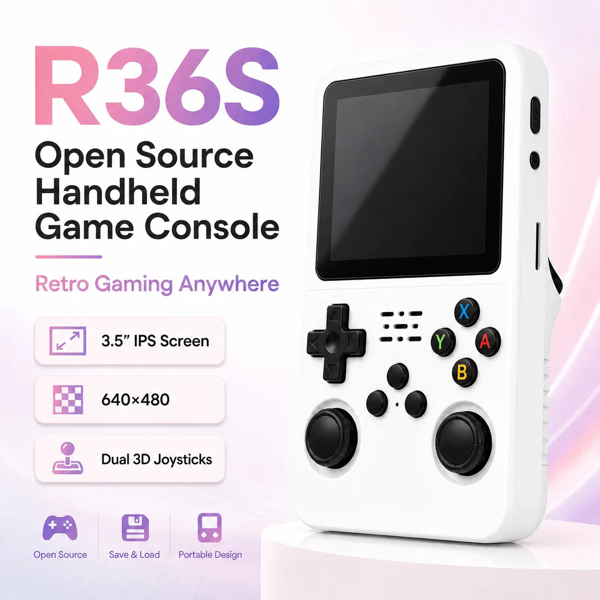 Console portable rétro R36S 128 Go – Écran IPS 3,5 pouces