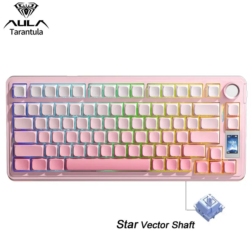 Clavier Gaming Mécanique AULA S75 Pro – 75%, Tri-Mode, Hot-Swap, RGB, Écran LCD, 4000 mAh